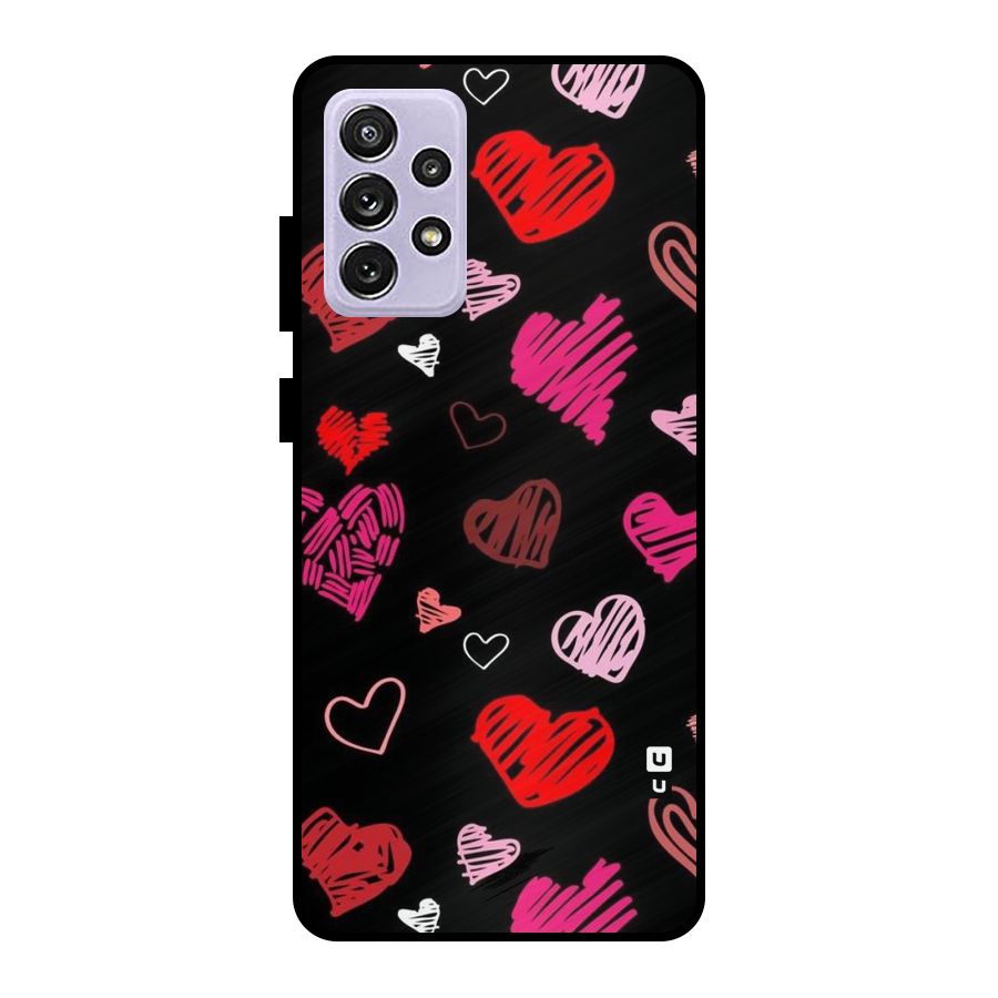 Hearts Art Pattern Metal Back Case for Galaxy A72