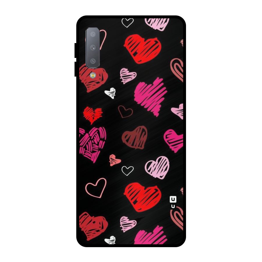 Hearts Art Pattern Metal Back Case for Galaxy A7 (2018)