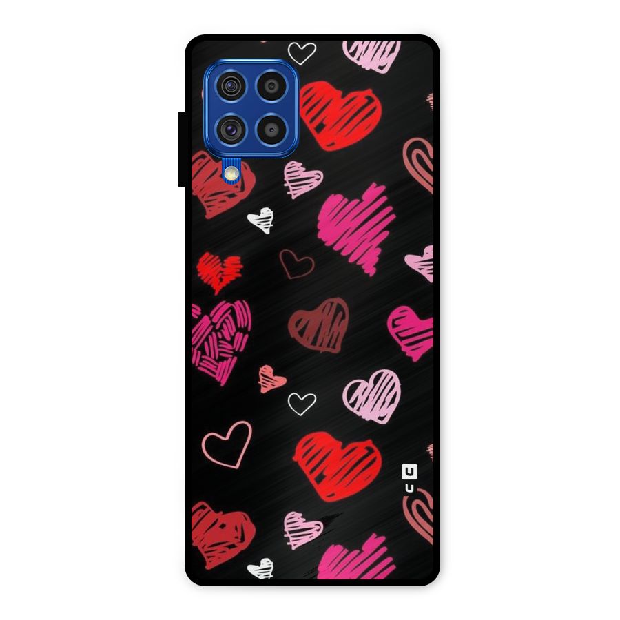 Hearts Art Pattern Metal Back Case for Galaxy F62