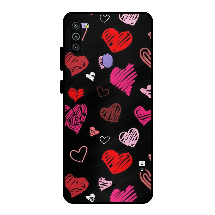 Hearts Art Pattern Metal Back Case for Galaxy M11