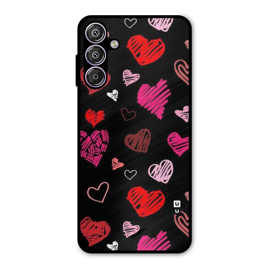 Hearts Art Pattern Metal Back Case for Galaxy M15