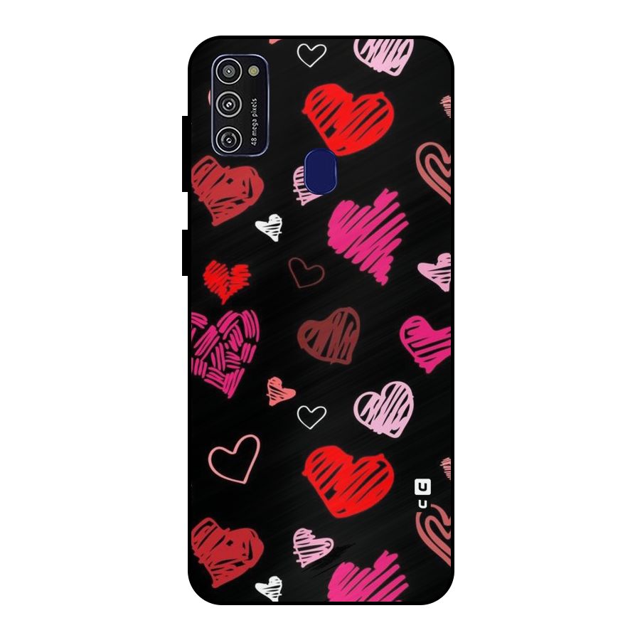 Hearts Art Pattern Metal Back Case for Galaxy M21