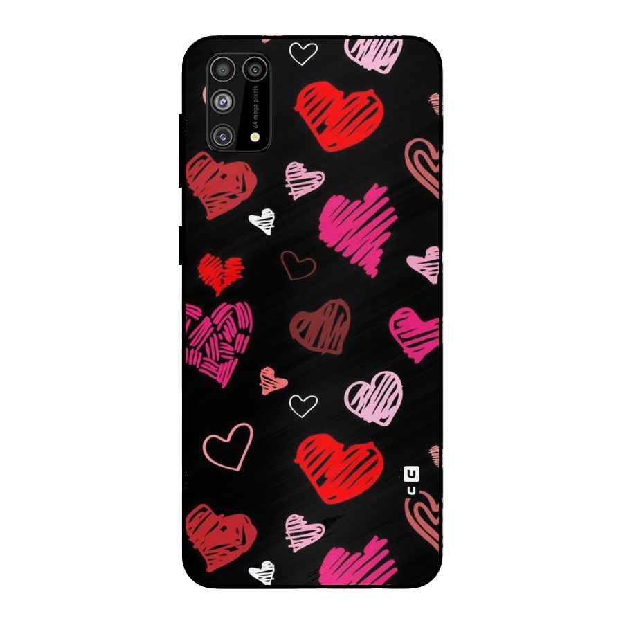 Hearts Art Pattern Metal Back Case for Galaxy M31