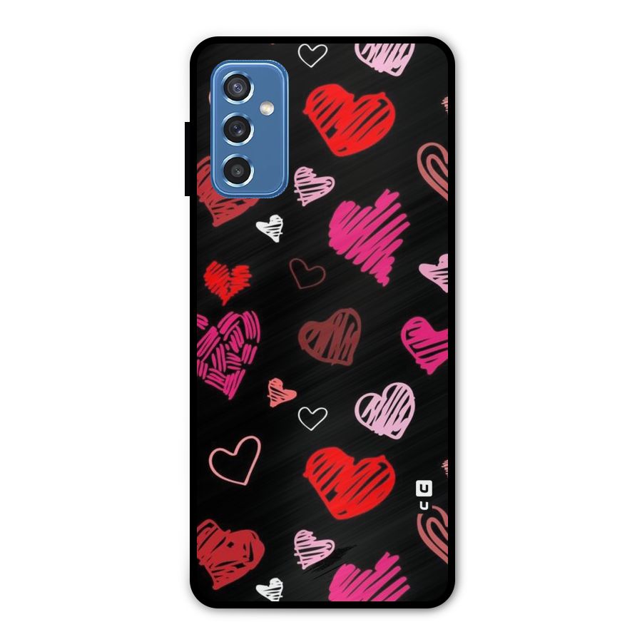 Hearts Art Pattern Metal Back Case for Galaxy M52 5G
