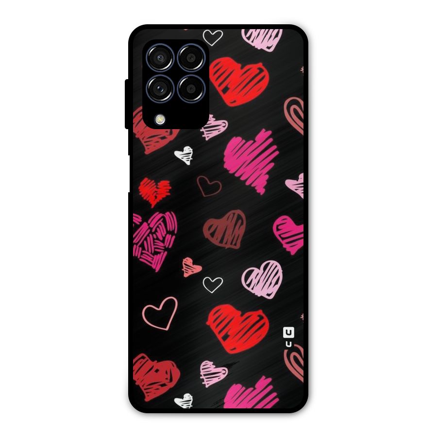 Hearts Art Pattern Metal Back Case for Galaxy M53 5G