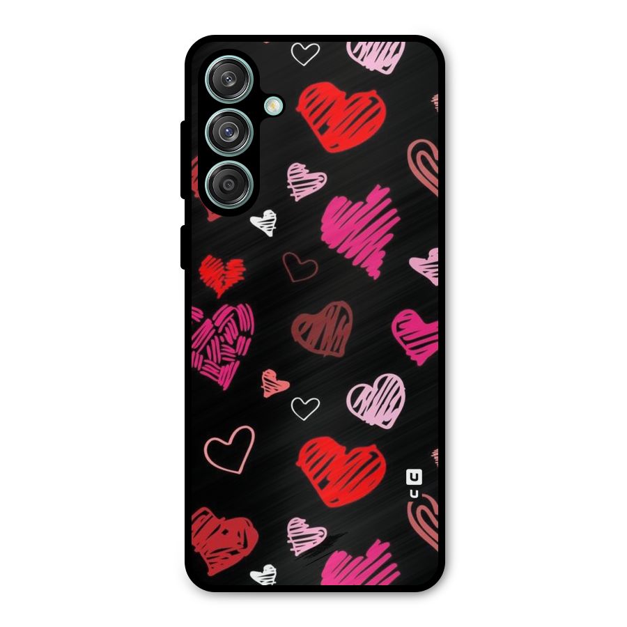 Hearts Art Pattern Metal Back Case for Galaxy M55 5G