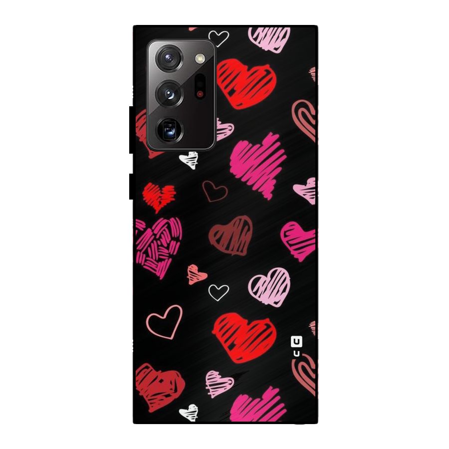 Hearts Art Pattern Metal Back Case for Galaxy Note 20 Ultra