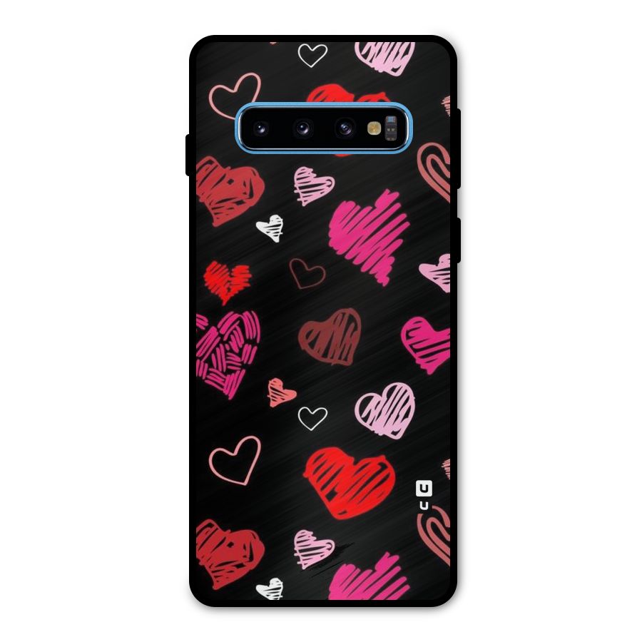 Hearts Art Pattern Metal Back Case for Galaxy S10