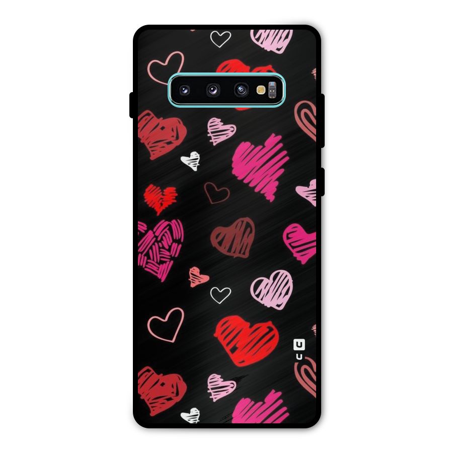 Hearts Art Pattern Metal Back Case for Galaxy S10 Plus