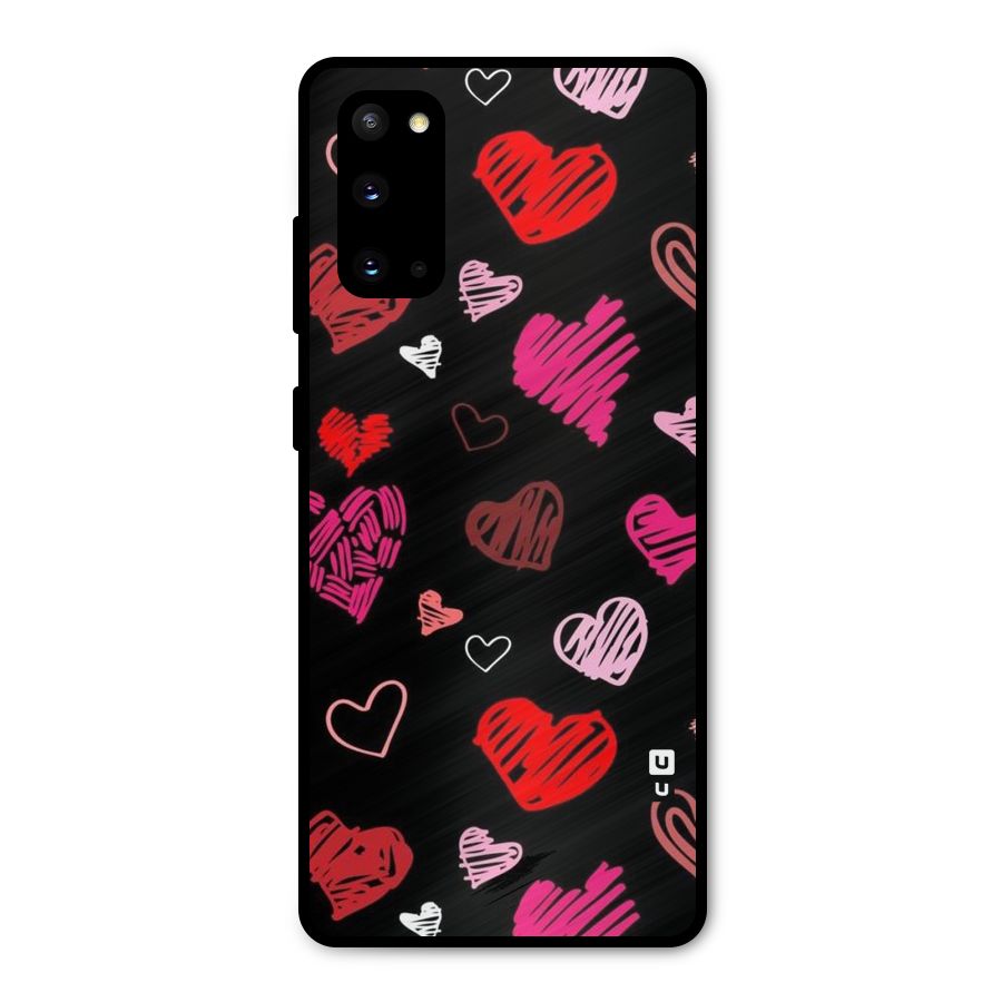 Hearts Art Pattern Metal Back Case for Galaxy S20