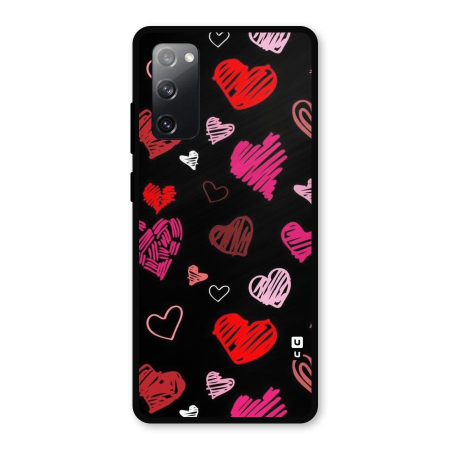 Hearts Art Pattern Metal Back Case for Galaxy S20 FE