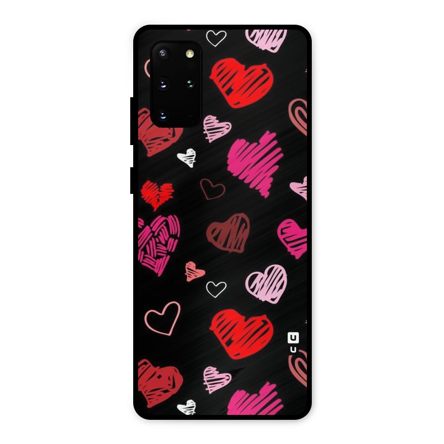 Hearts Art Pattern Metal Back Case for Galaxy S20 Plus