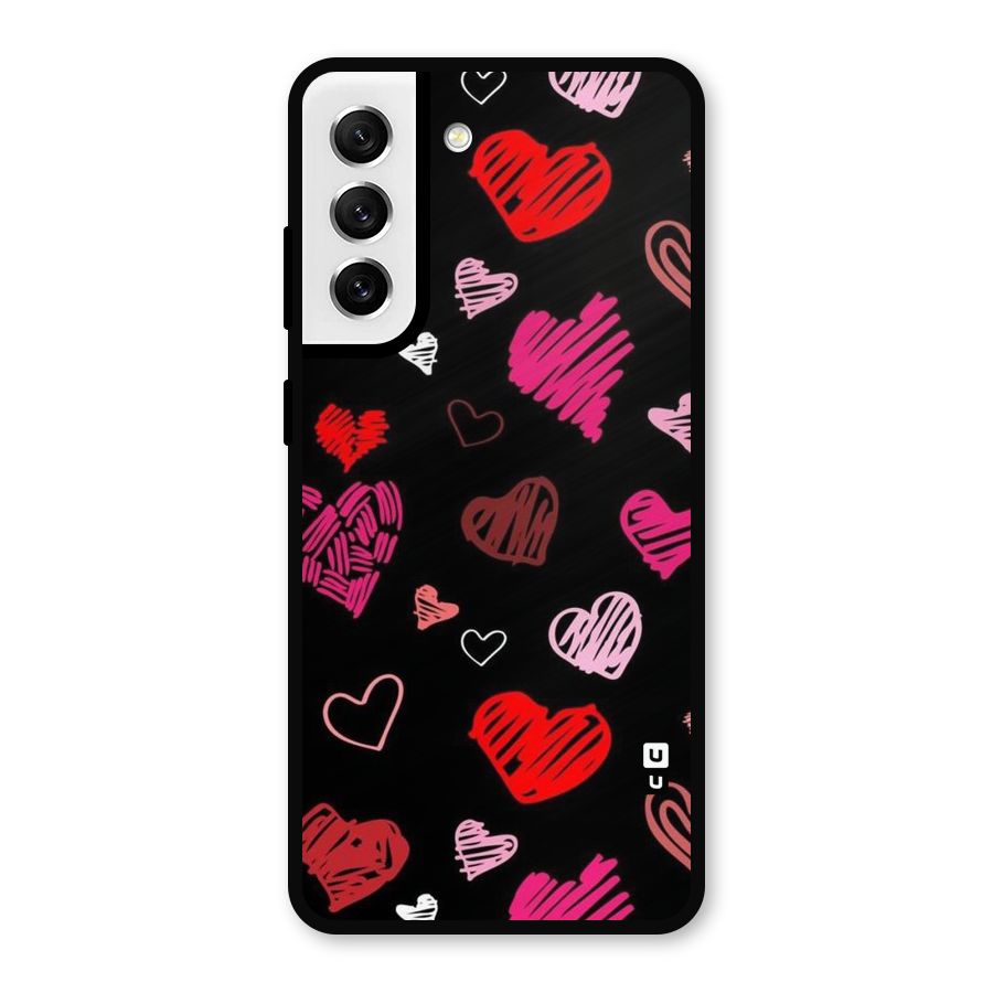 Hearts Art Pattern Metal Back Case for Galaxy S21 FE 5G