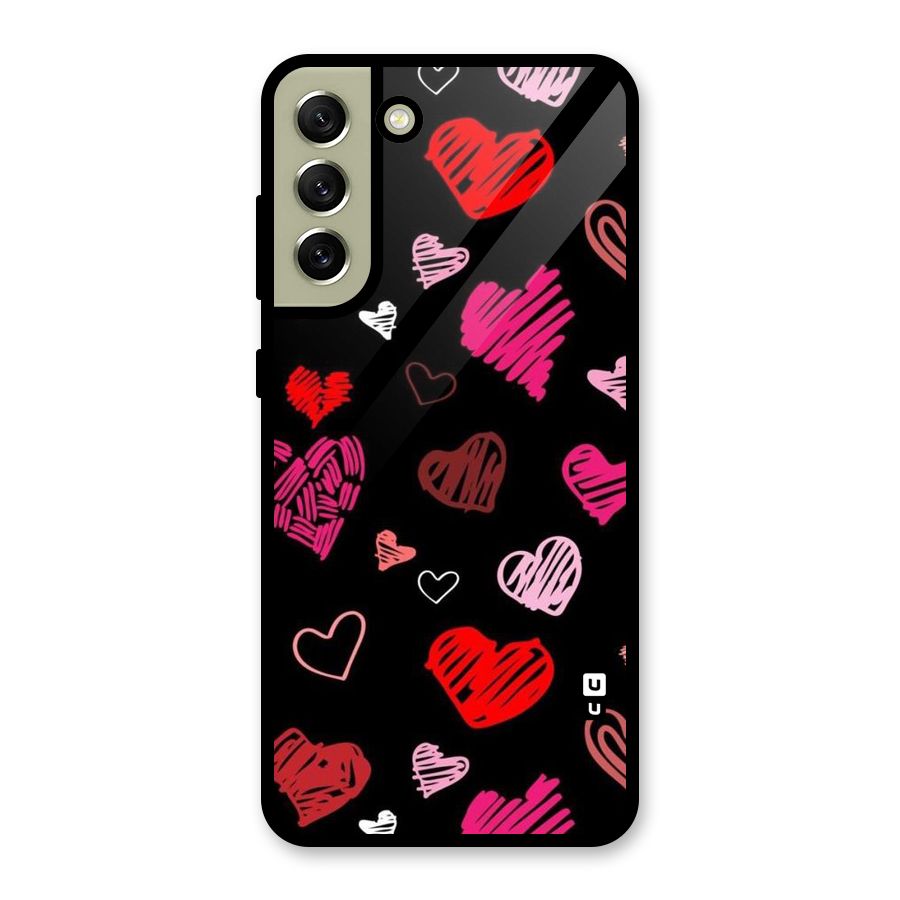 Hearts Art Pattern Metal Back Case for Galaxy S21 FE 5G (2023)