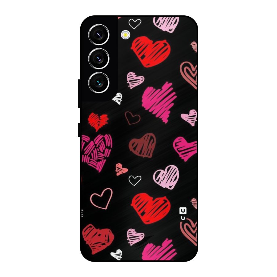 Hearts Art Pattern Metal Back Case for Galaxy S22 5G