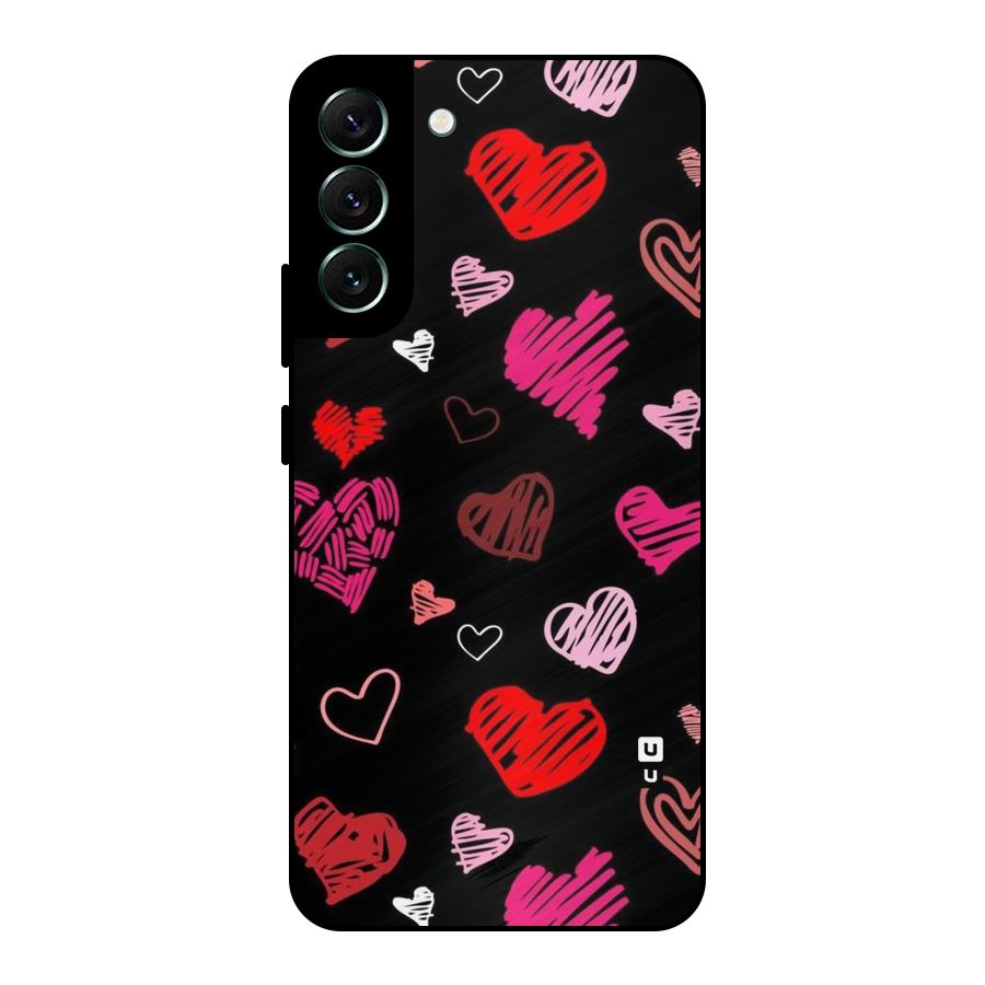 Hearts Art Pattern Metal Back Case for Galaxy S22 Plus 5G