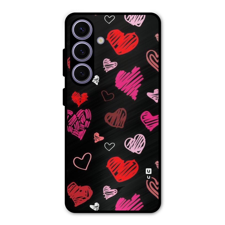 Hearts Art Pattern Metal Back Case for Galaxy S24