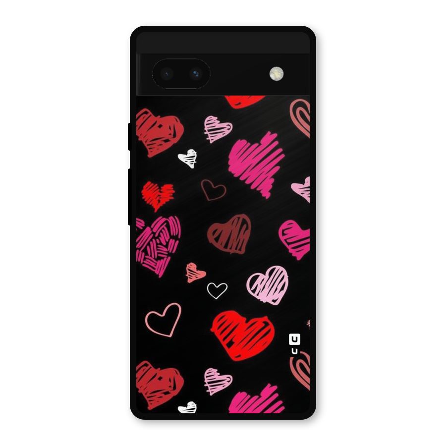 Hearts Art Pattern Metal Back Case for Google Pixel 6a