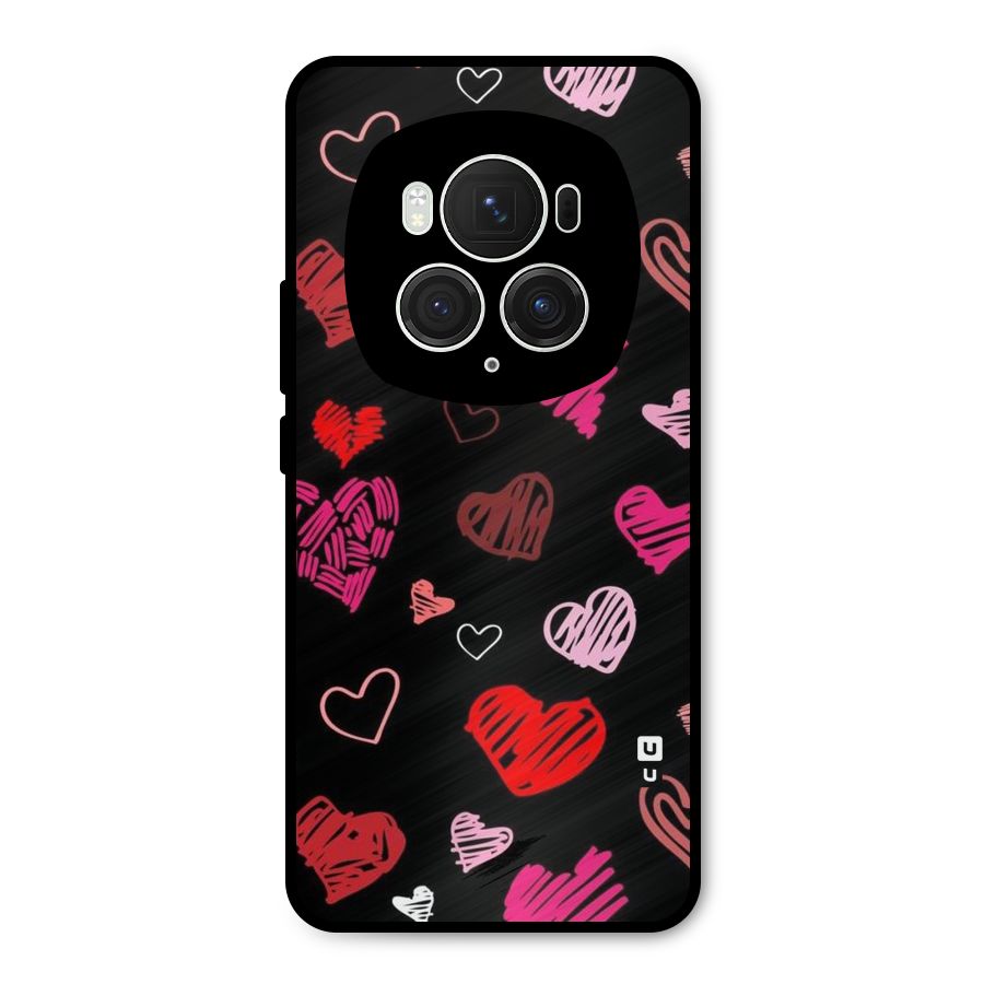 Hearts Art Pattern Metal Back Case for Honor Magic6 Pro