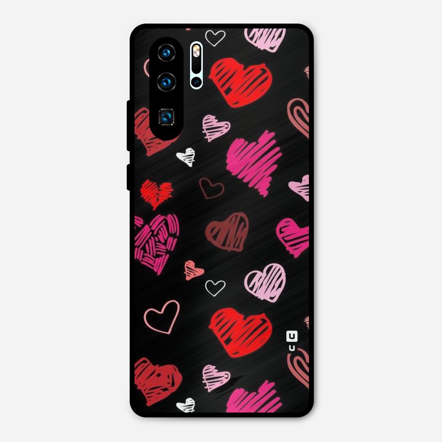 Hearts Art Pattern Metal Back Case for Huawei P30 Pro