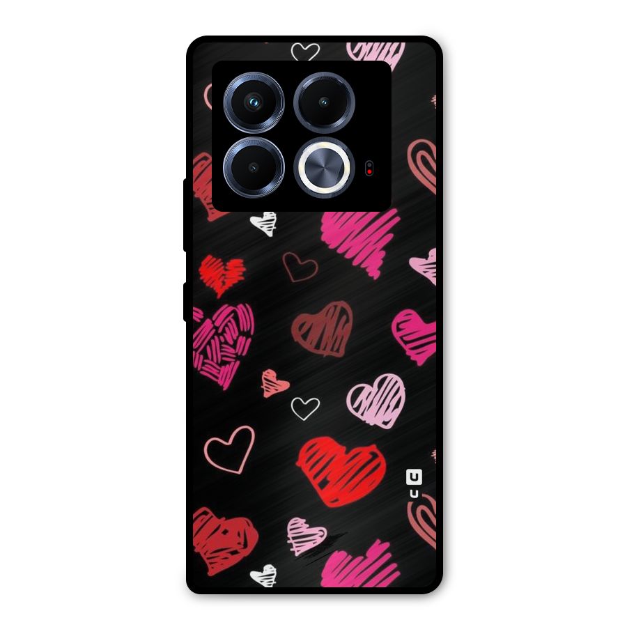 Hearts Art Pattern Metal Back Case for Infinix Note 40 5G