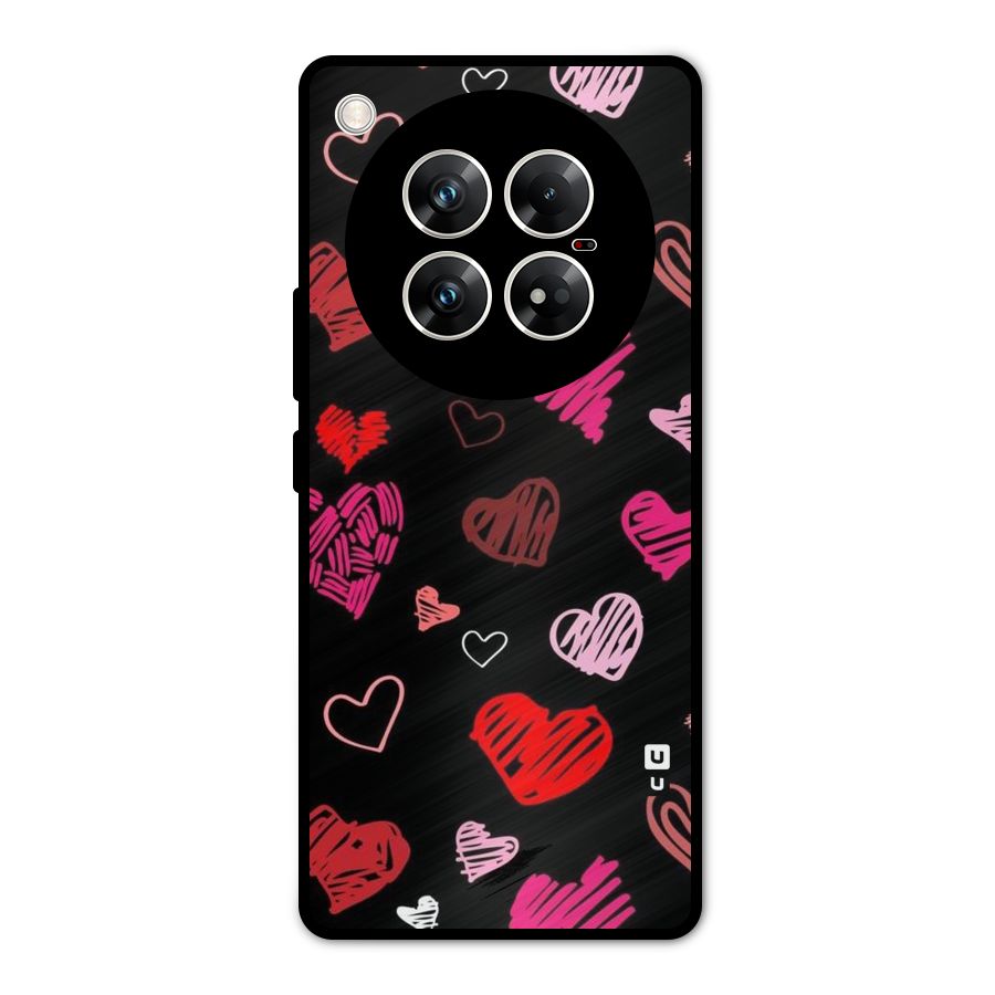Hearts Art Pattern Metal Back Case for Infinix Zero 40 5G