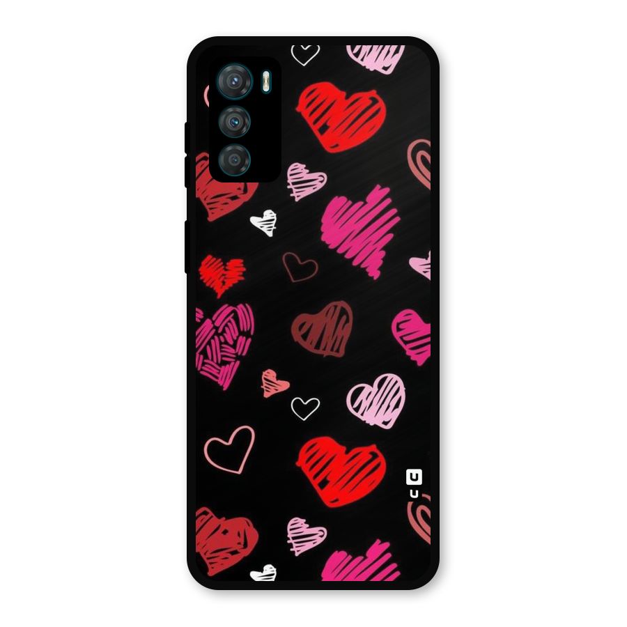 Hearts Art Pattern Metal Back Case for Moto G42