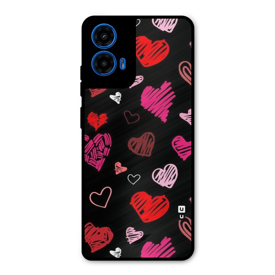 Hearts Art Pattern Metal Back Case for Moto G45
