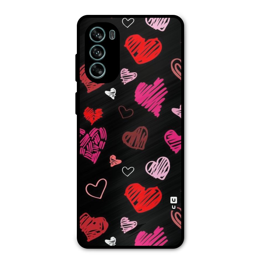 Hearts Art Pattern Metal Back Case for Moto G62