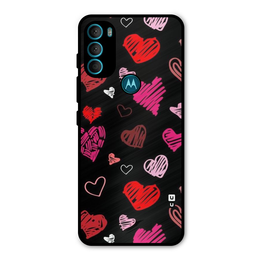 Hearts Art Pattern Metal Back Case for Moto G71 5G