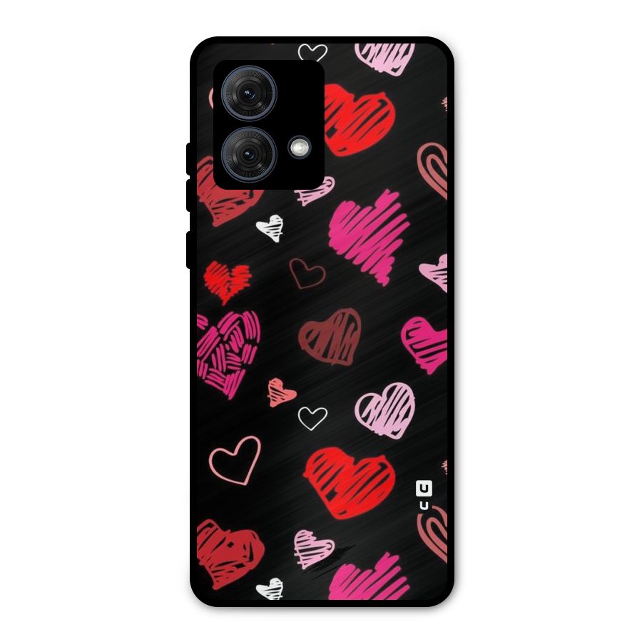 Hearts Art Pattern Metal Back Case for Moto G84