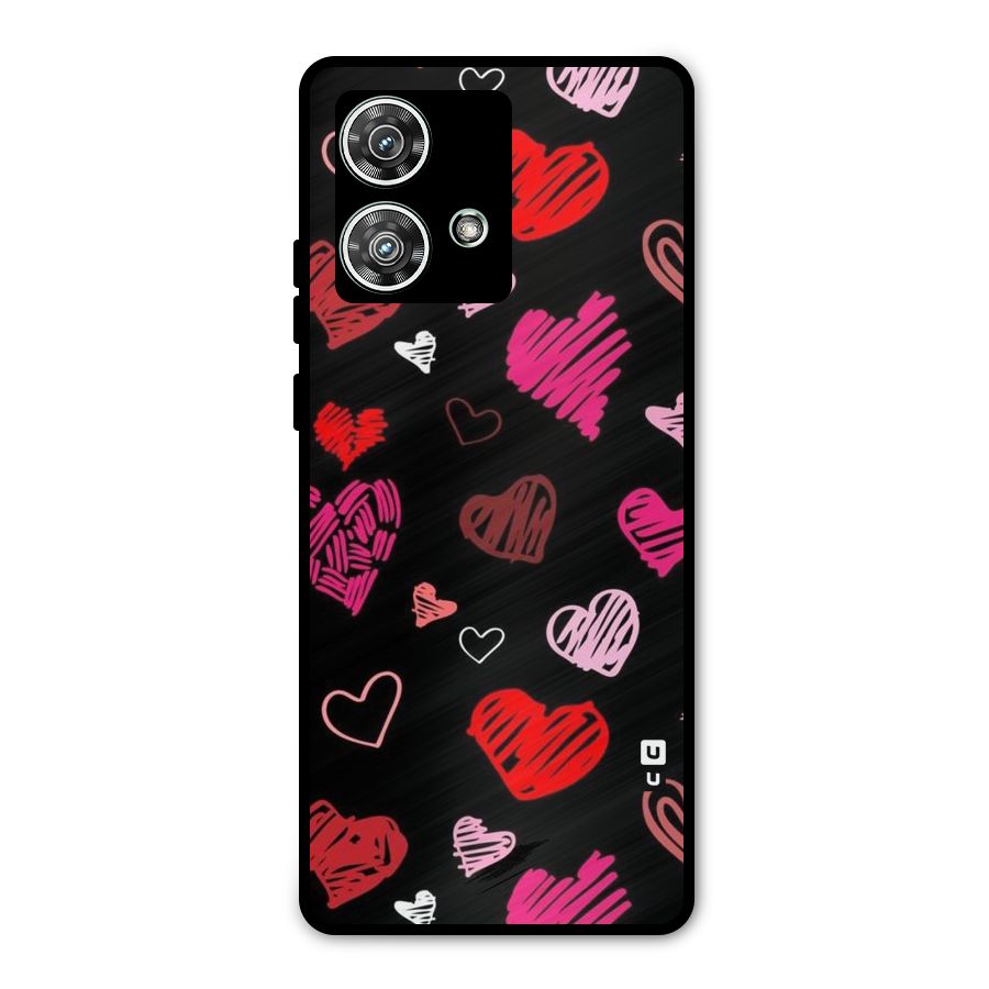 Hearts Art Pattern Metal Back Case for Motorola Edge 40 Neo