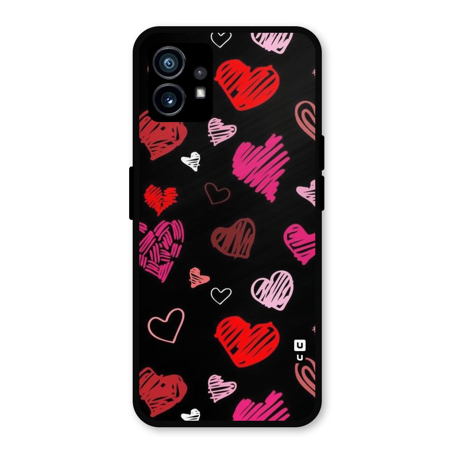 Hearts Art Pattern Metal Back Case for Nothing Phone 1