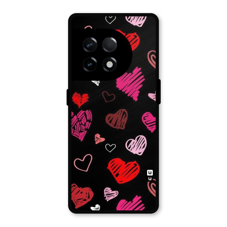 Hearts Art Pattern Metal Back Case for OnePlus 11R