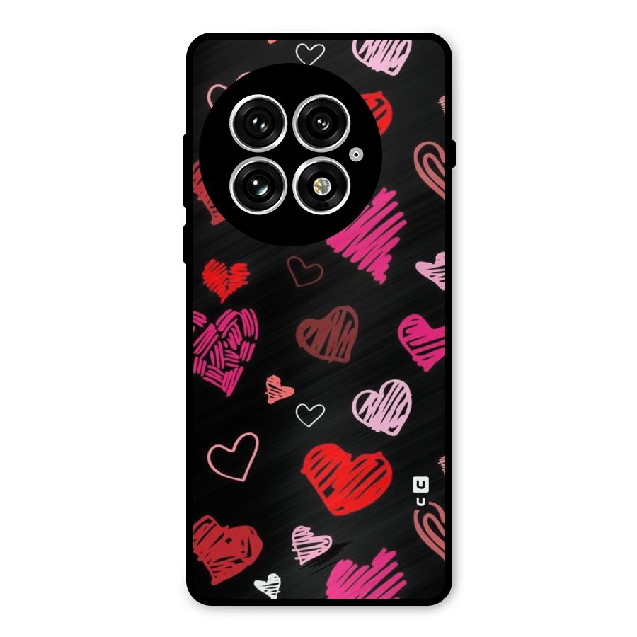 Hearts Art Pattern Metal Back Case for OnePlus 13