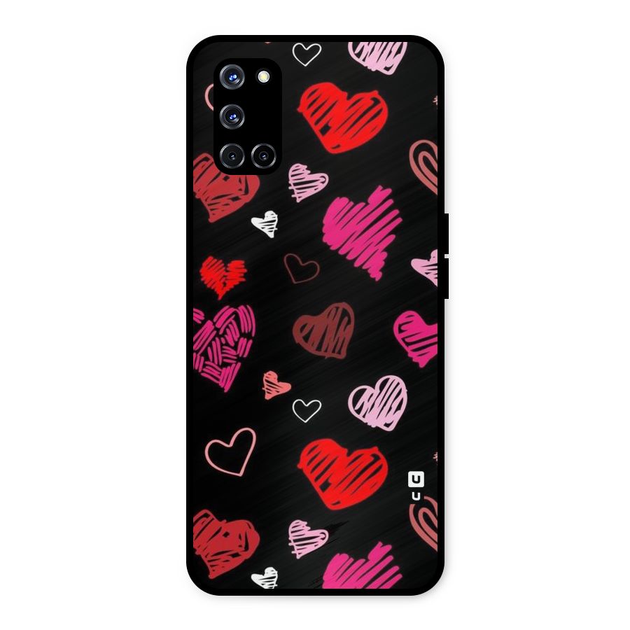 Hearts Art Pattern Metal Back Case for Oppo A52