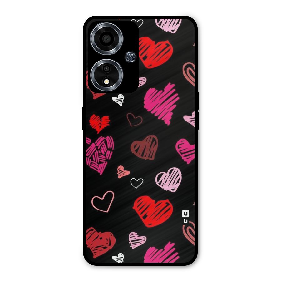 Hearts Art Pattern Metal Back Case for Oppo A59