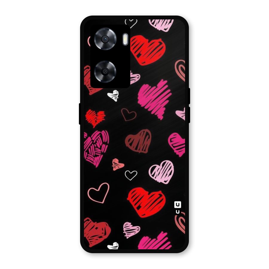Hearts Art Pattern Metal Back Case for Oppo A77