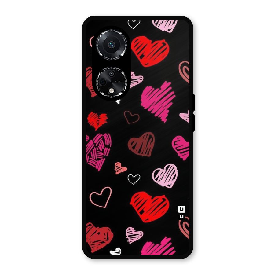 Hearts Art Pattern Metal Back Case for Oppo F23