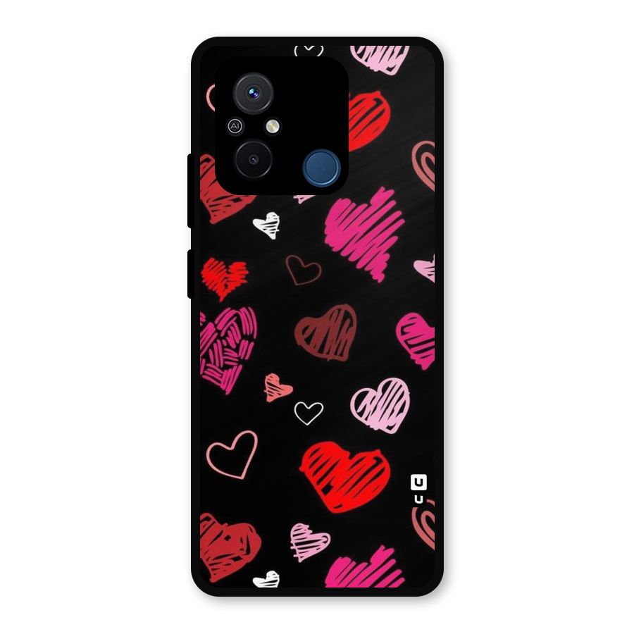 Hearts Art Pattern Metal Back Case for Poco C55