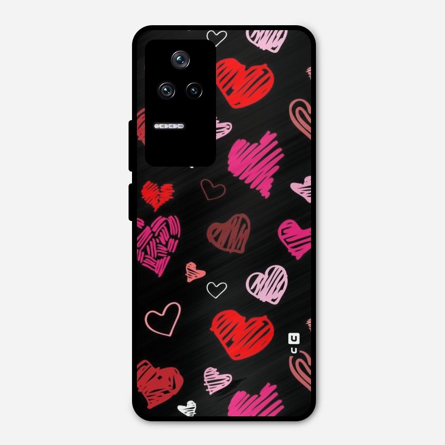 Hearts Art Pattern Metal Back Case for Poco F4 5G