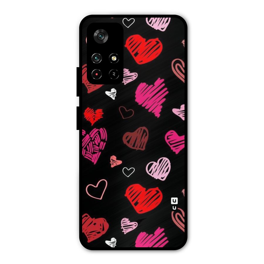 Hearts Art Pattern Metal Back Case for Poco M4 Pro 5G