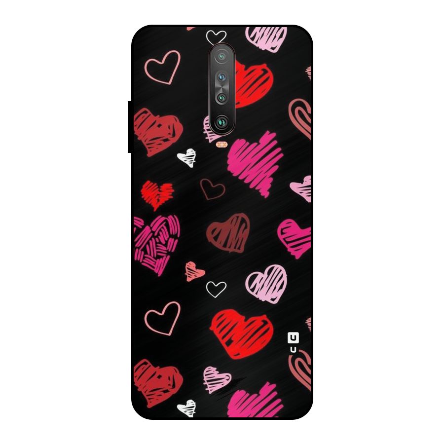 Hearts Art Pattern Metal Back Case for Poco X2
