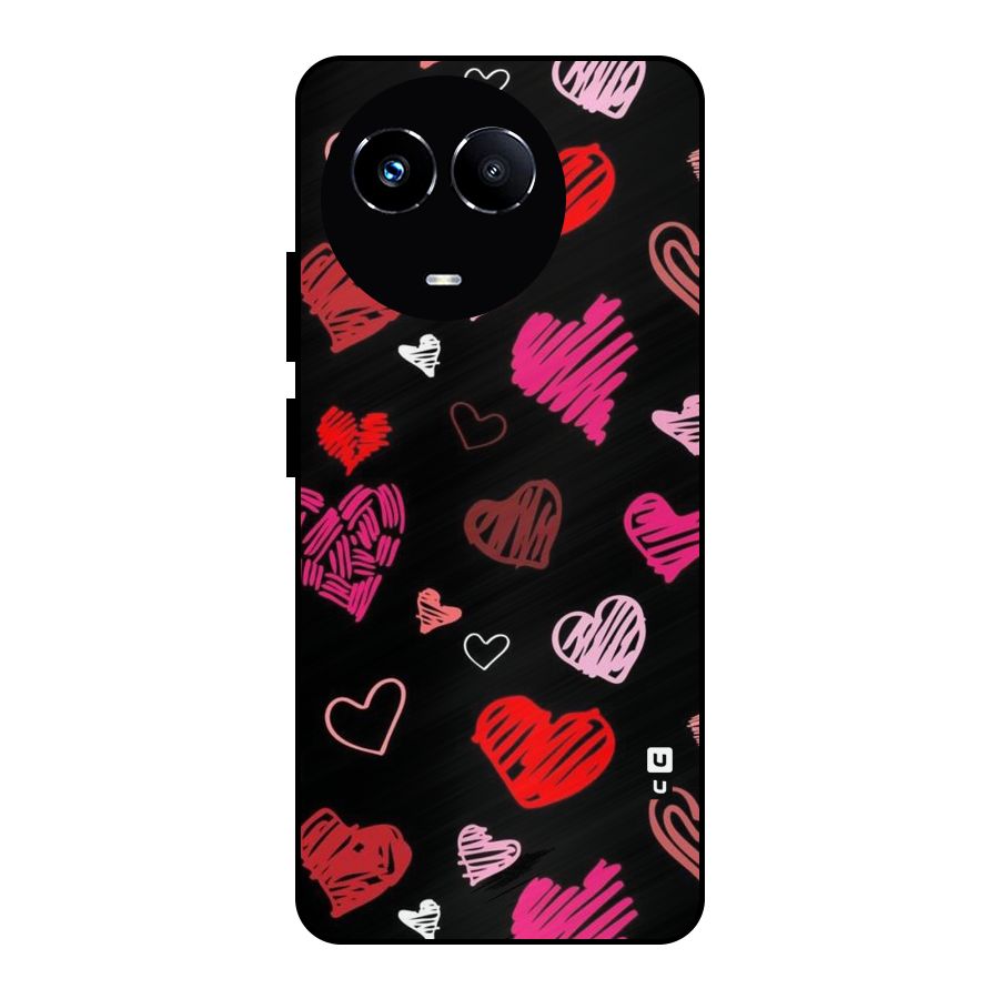 Hearts Art Pattern Metal Back Case for Realme 11X