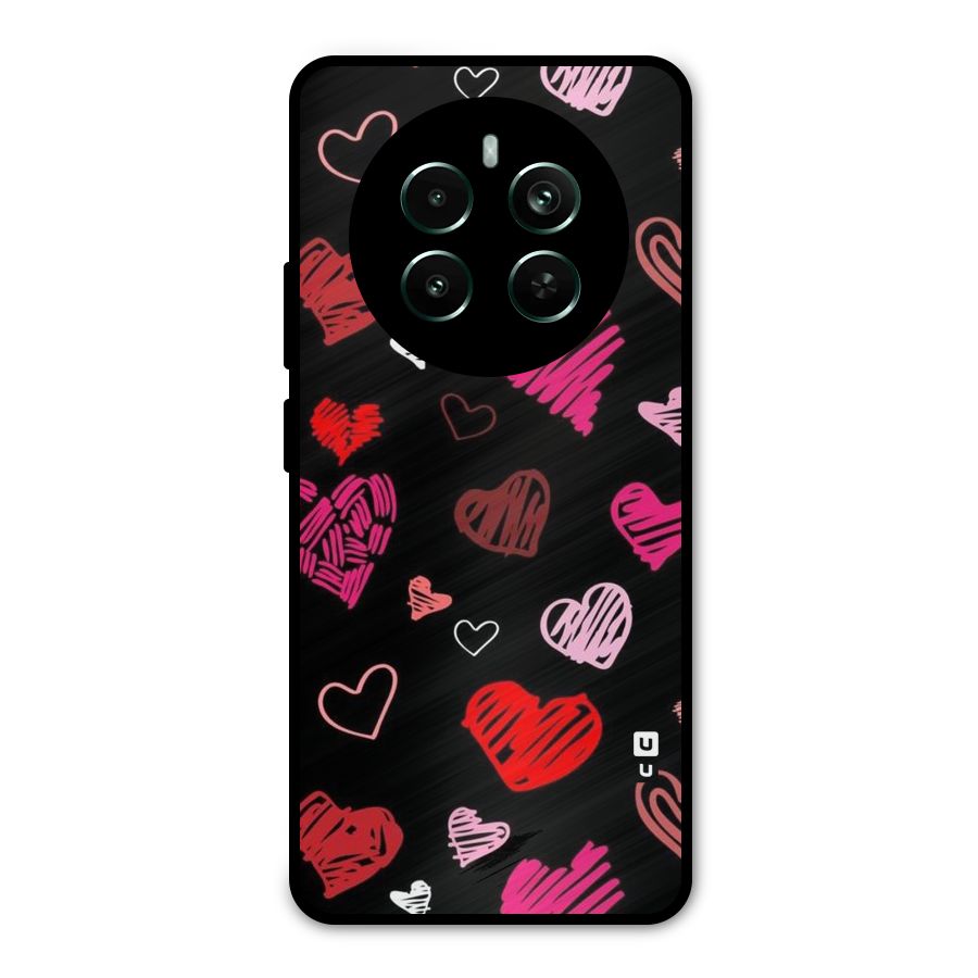 Hearts Art Pattern Metal Back Case for Realme 12 Pro Plus