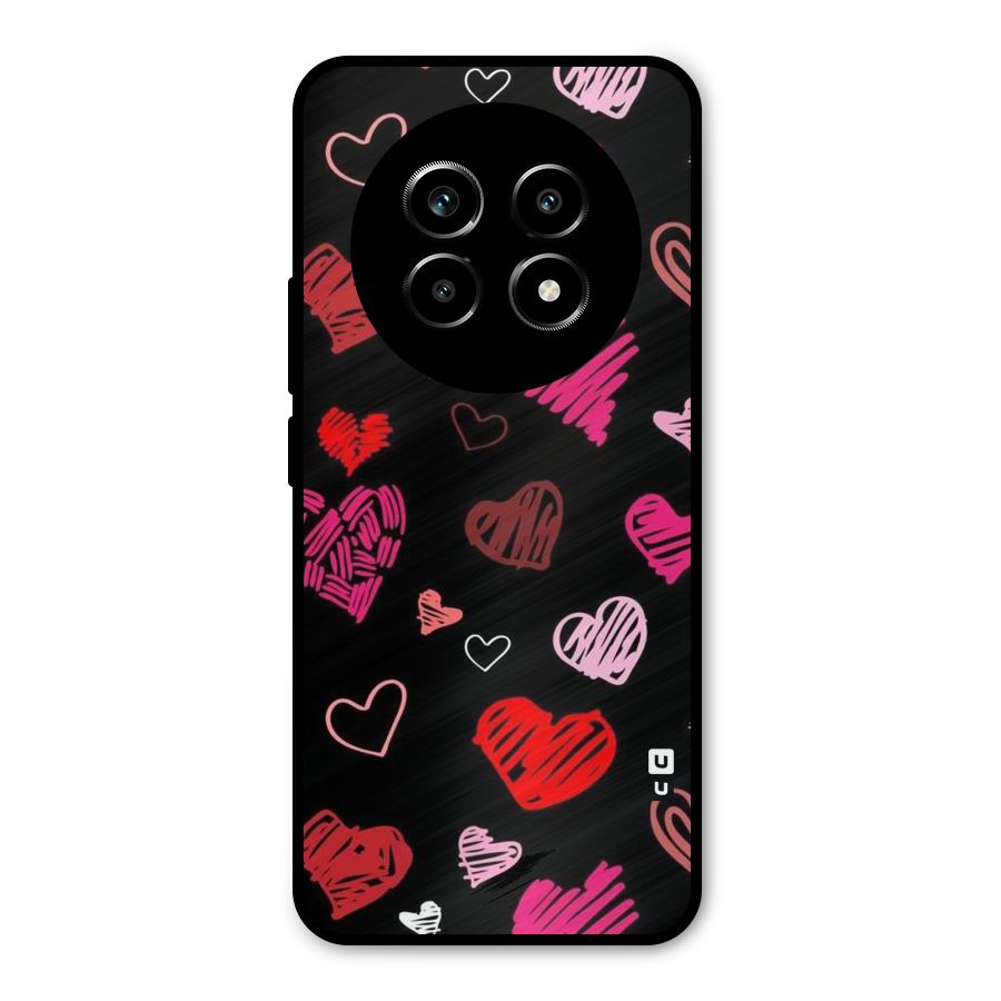 Hearts Art Pattern Metal Back Case for Realme 13 Pro