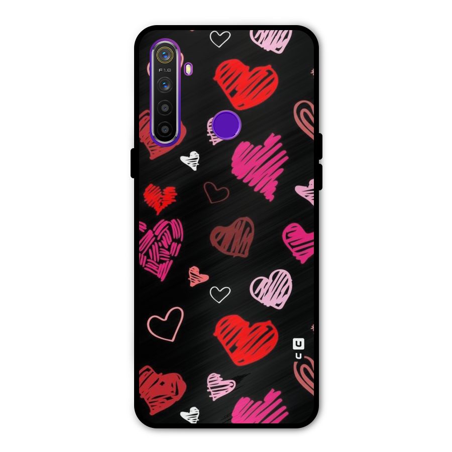 Hearts Art Pattern Metal Back Case for Realme 5