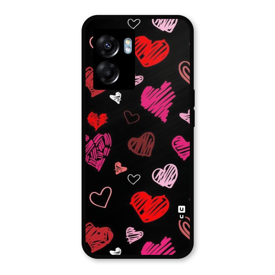 Hearts Art Pattern Metal Back Case for Realme Narzo 50 5G