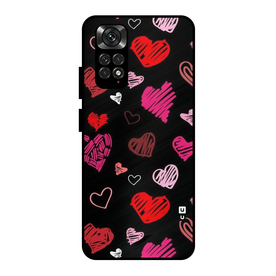 Hearts Art Pattern Metal Back Case for Redmi Note 11 Pro