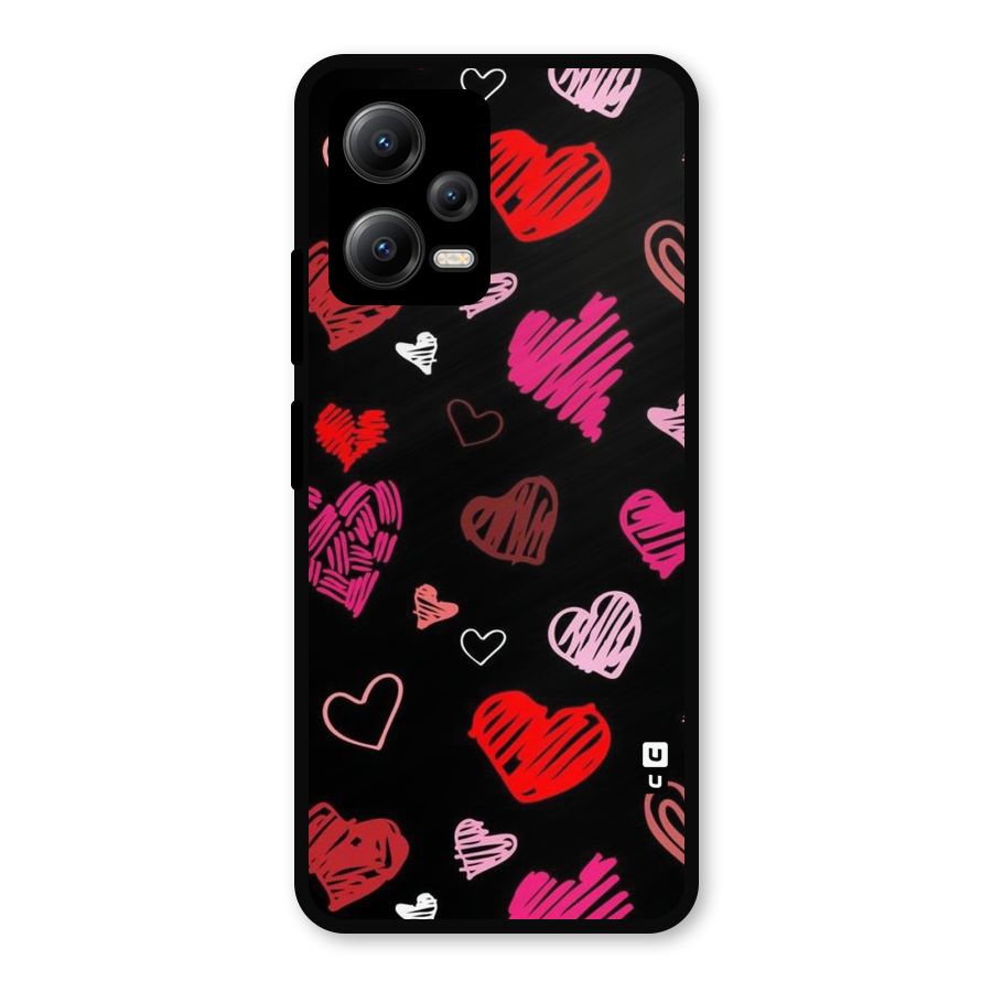 Hearts Art Pattern Metal Back Case for Redmi Note 12 5G